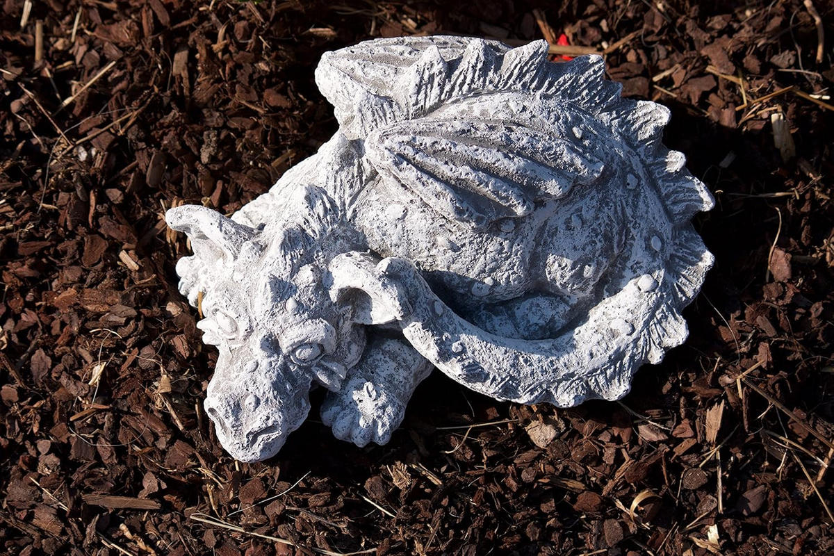 STEINFIGUR Drache Flokii, Frostfest, massiver Steinguss - Grau, Stein (26/12/20cm) - stoneandstyle