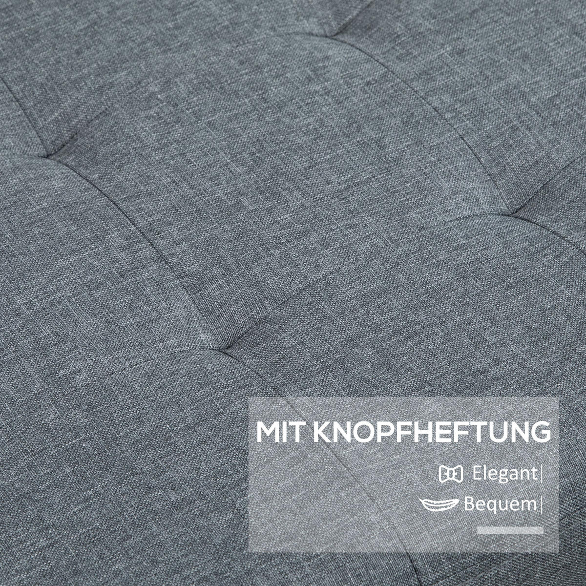 SITZBANK, Polsterbank mit Stauraum, Bettbank mit Deckel, Leinenoptik, Grau - Grau, Kunststoff (49/41.5/125cm) - HOMCOM