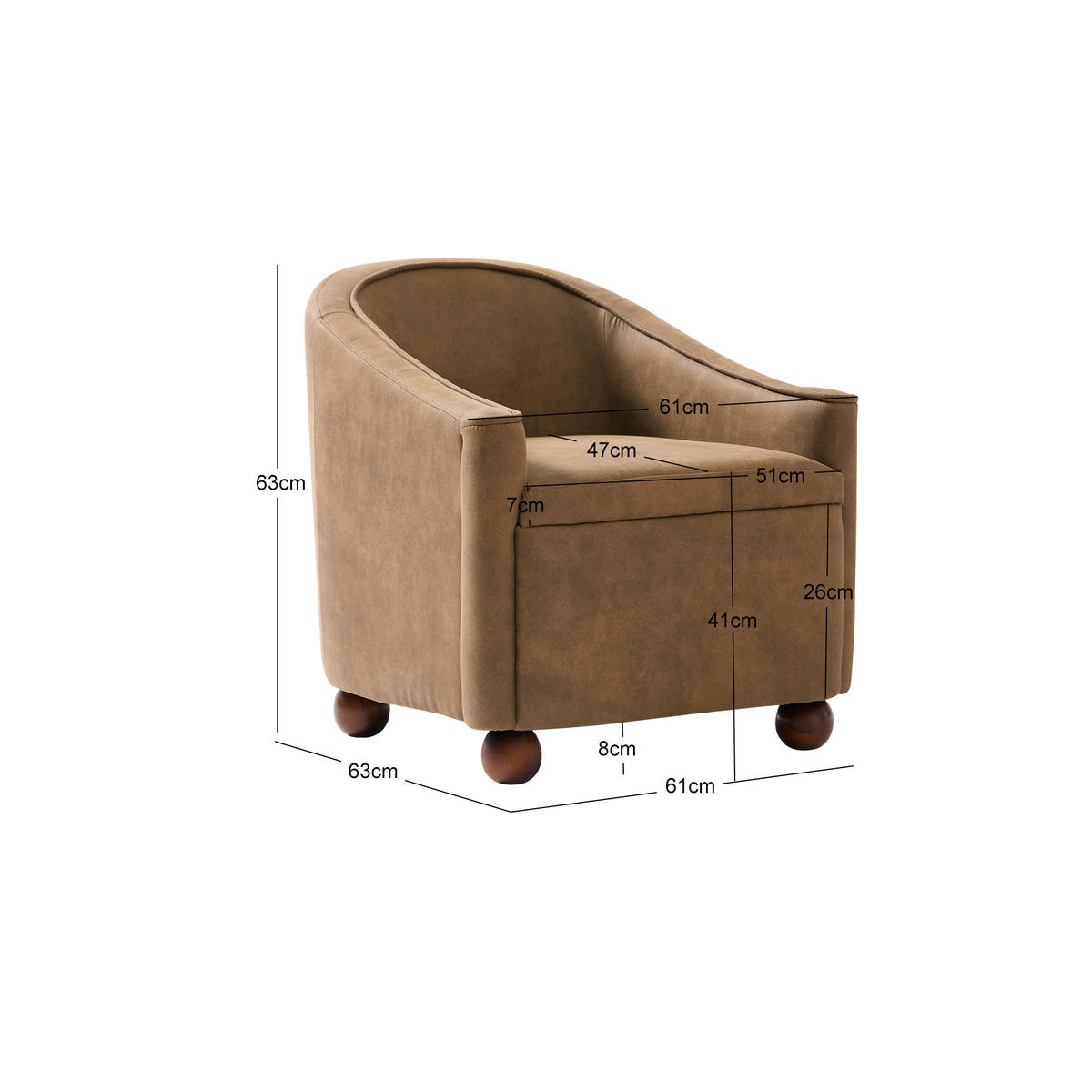 SESSEL Holz Braun - Braun, Holz (61/63/63cm) - Nordlys