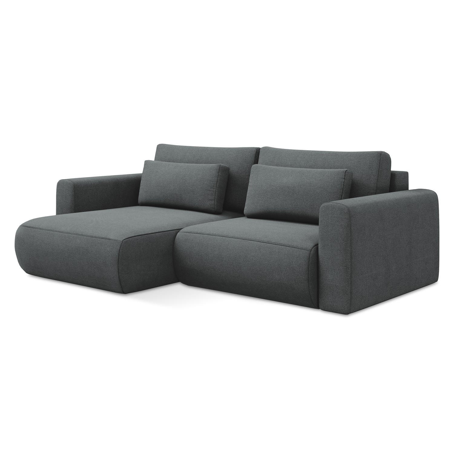 ECKSOFA mit Schlaffunktion Strukturstoff Stoff Grau - Schwarz/Grau, Kunststoff/Textil (149/240cm) - LaMiaSofa