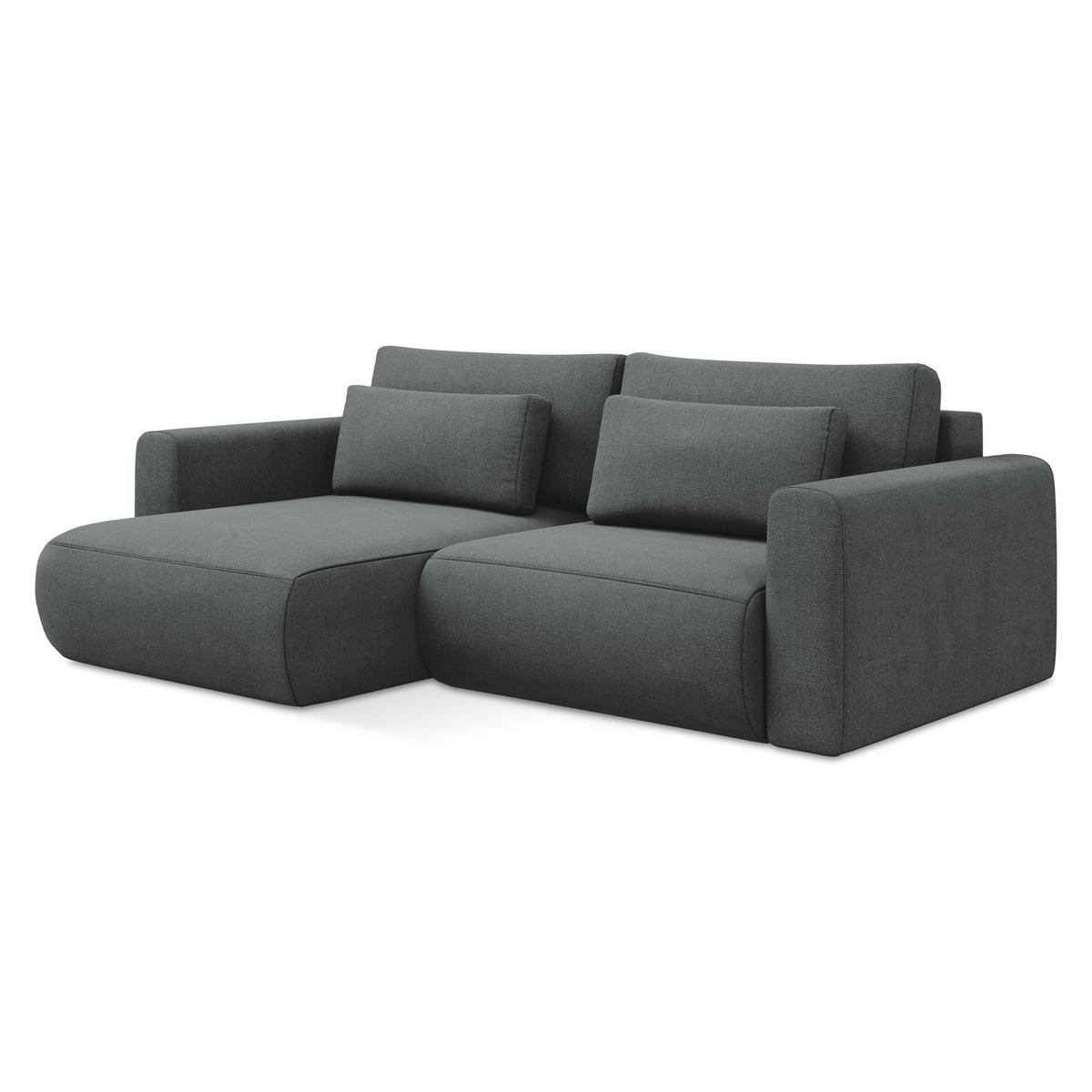 ECKSOFA mit Schlaffunktion Strukturstoff Stoff Grau - Schwarz/Grau, Kunststoff/Textil (149/240cm) - LaMiaSofa