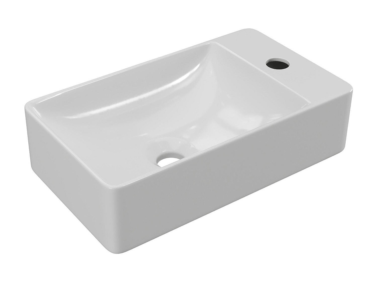 WASCHBECKEN hängend - Keramik - Weiß - L38 x H10 x P22 cm - ERAVAL II - Weiß, Keramik (38/10/22cm) - Vente-Unique