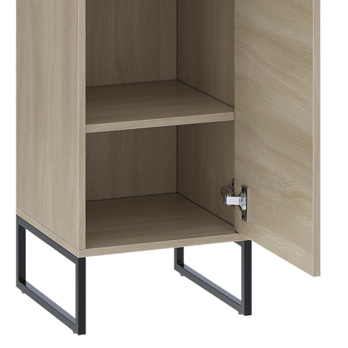 BADSCHRANK Vionna Eiche/Schwarz 36 x 185 cm mit 2 Türen - Eichefarben/Schwarz, Holzwerkstoff (36/185/33cm) - Vicco