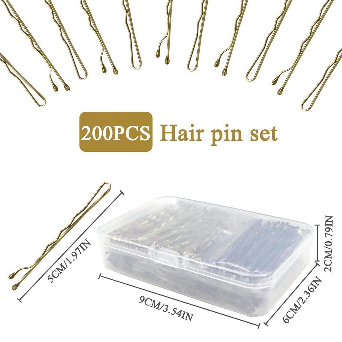 HAARNADELN 200 Stück Set Wellenform 5 cm Metall mehrfarbig - Multicolor, Metall (6/2/9cm)