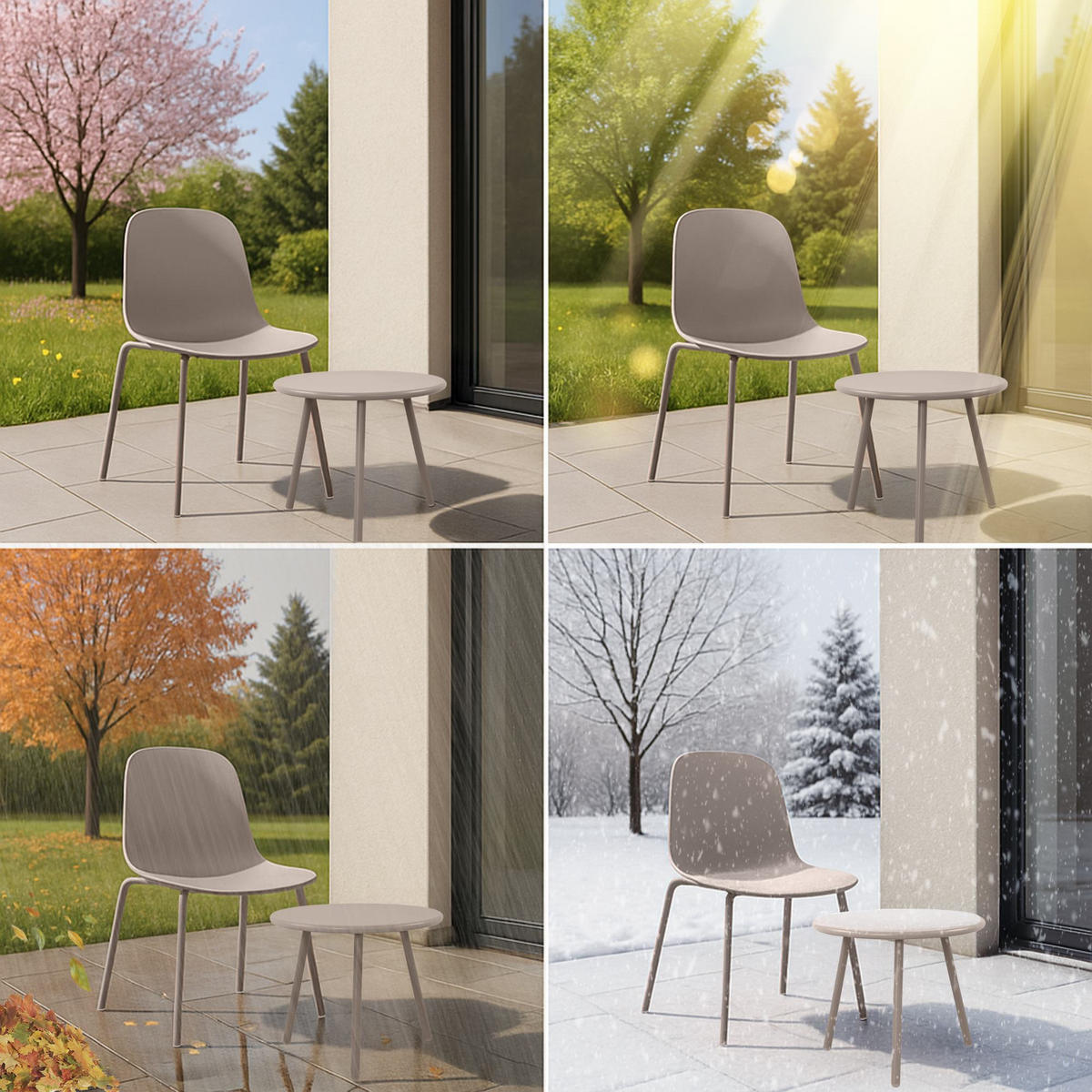 GARTENSITZGRUPPE Kunststoff Taupe - Taupe, Kunststoff - CLP