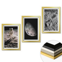 WANDBILDER 3er Set - 20x30 cm Goldrahmen - Astronautenfoto vom Mond - Goldfarben, Kunststoff (20/30cm) - ArtPrintCave