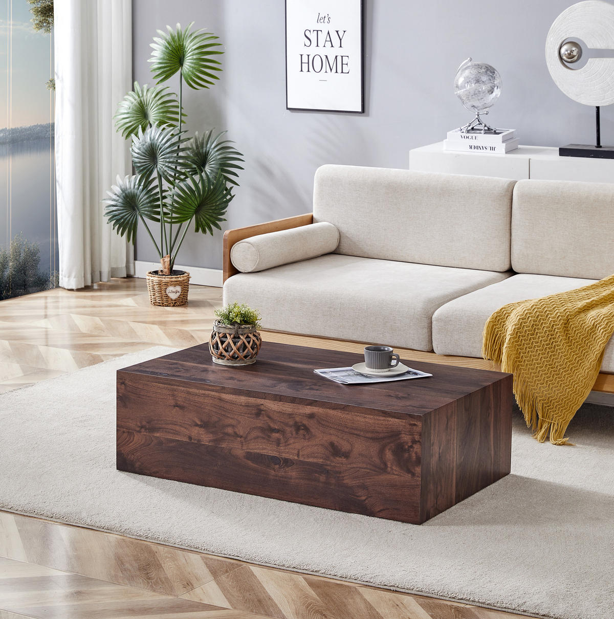 COUCHTISCH 90/50/30 cm in Nussbaum-Optik aus MDF–ohne Montage - Walnussfarben, Holzwerkstoff (90/50/30cm) - Flora Grace