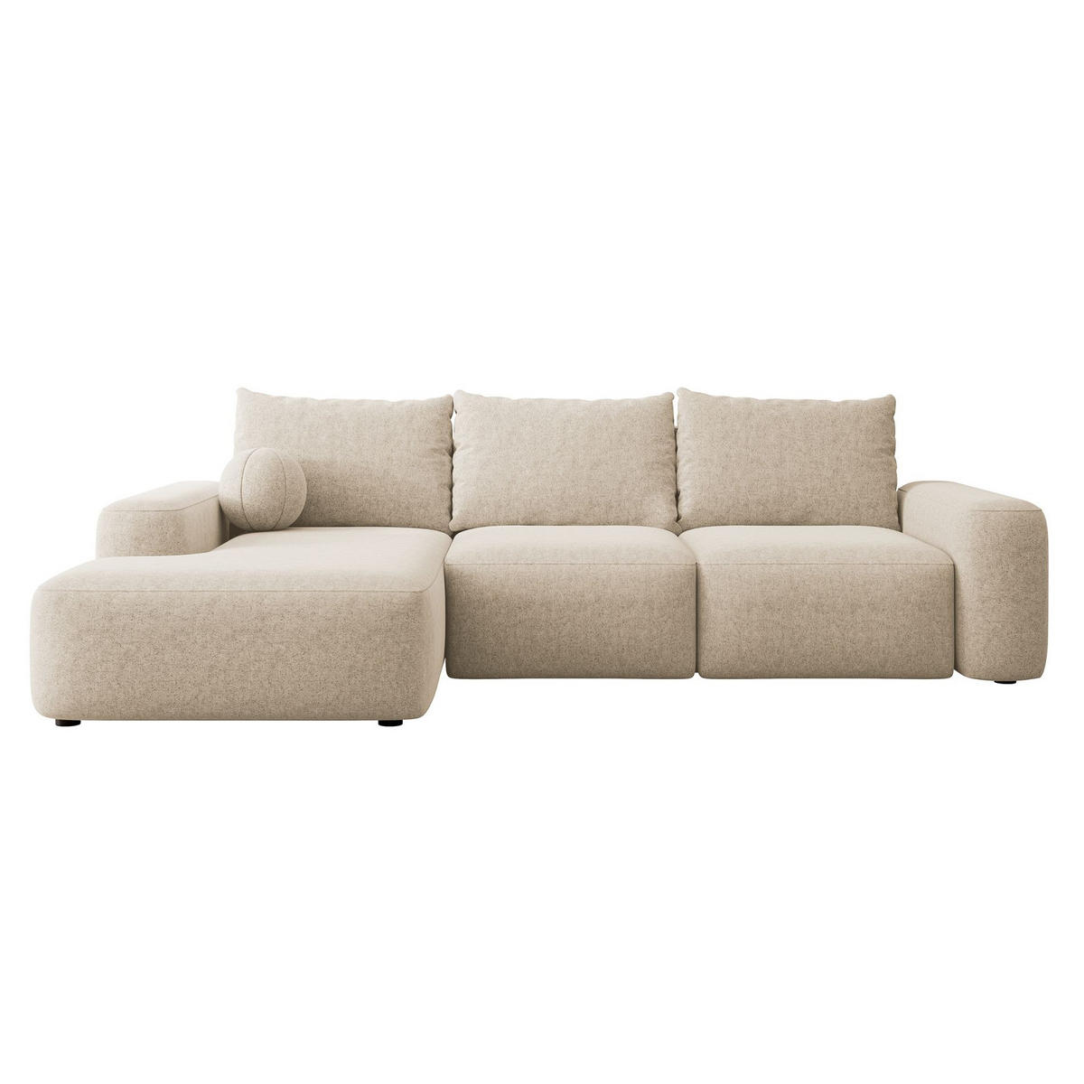 ECKSOFA Carnos mit Ballkissen, Beige Chenille, linksseitig - Beige/Schwarz, Kunststoff/Textil (264/162cm) - Selsey