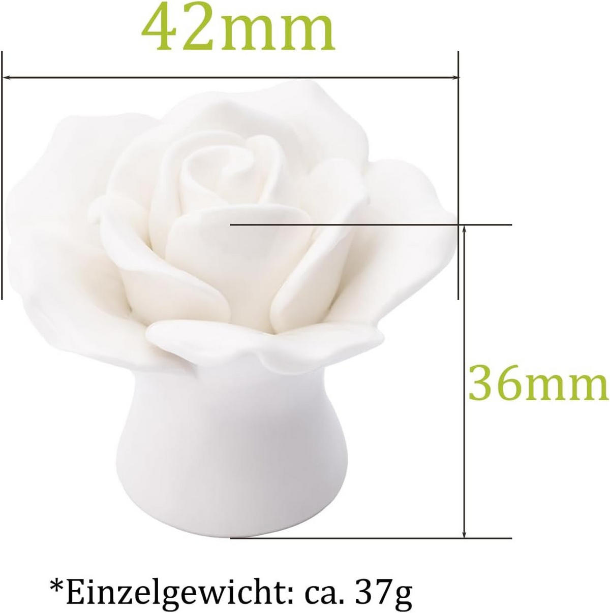 SCHRANKKNOPF Keramik 4er-Set - Weiß, Keramik (0.36/2/0.42cm)