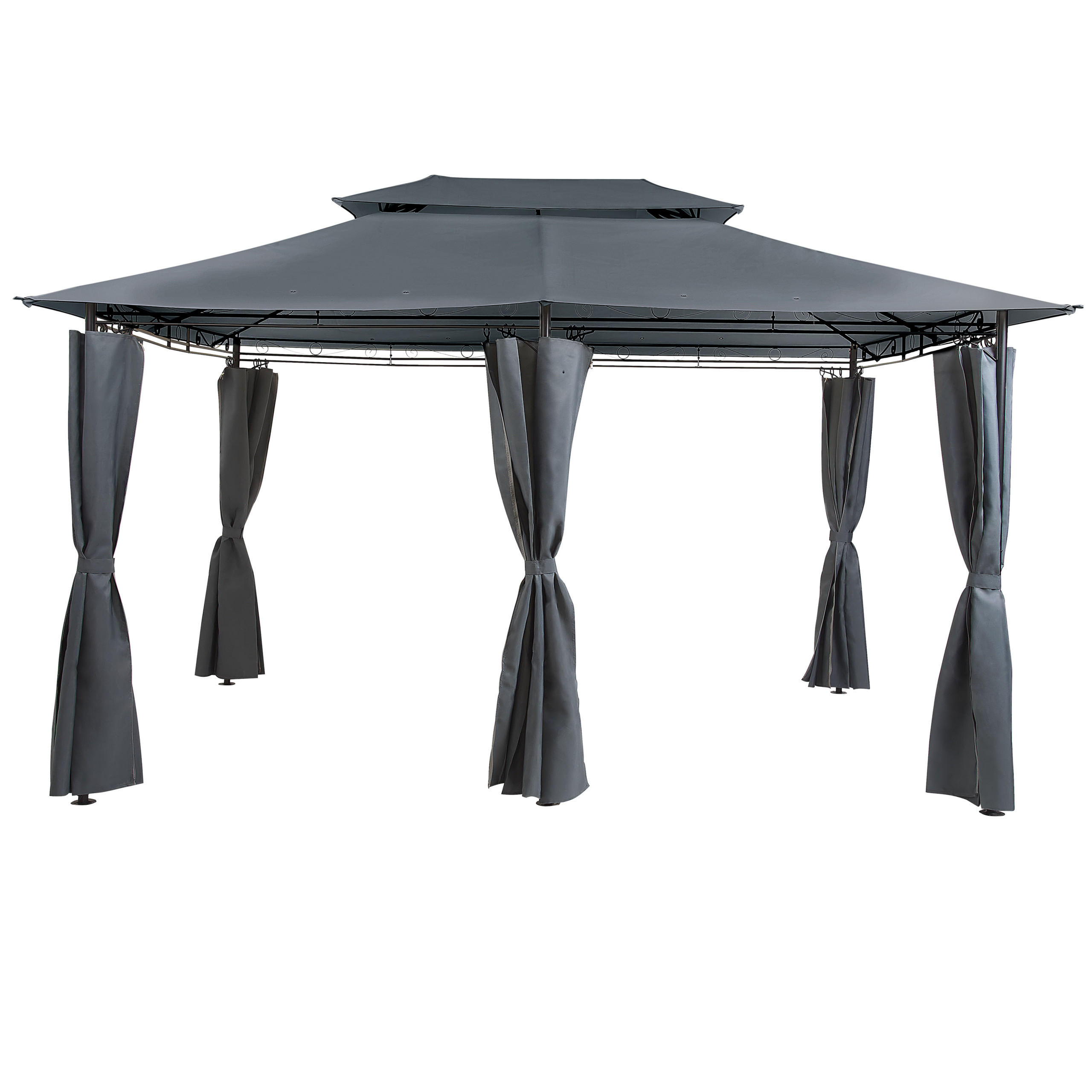 PAVILLON Stahl graphitgrau 300/400 cm Colos - Schwarz/Grau, Metall (400/300/300cm) - Beliani