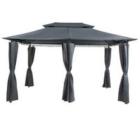 PAVILLON Stahl graphitgrau 300/400 cm Colos - Schwarz/Grau, Metall (400/300/300cm) - Beliani