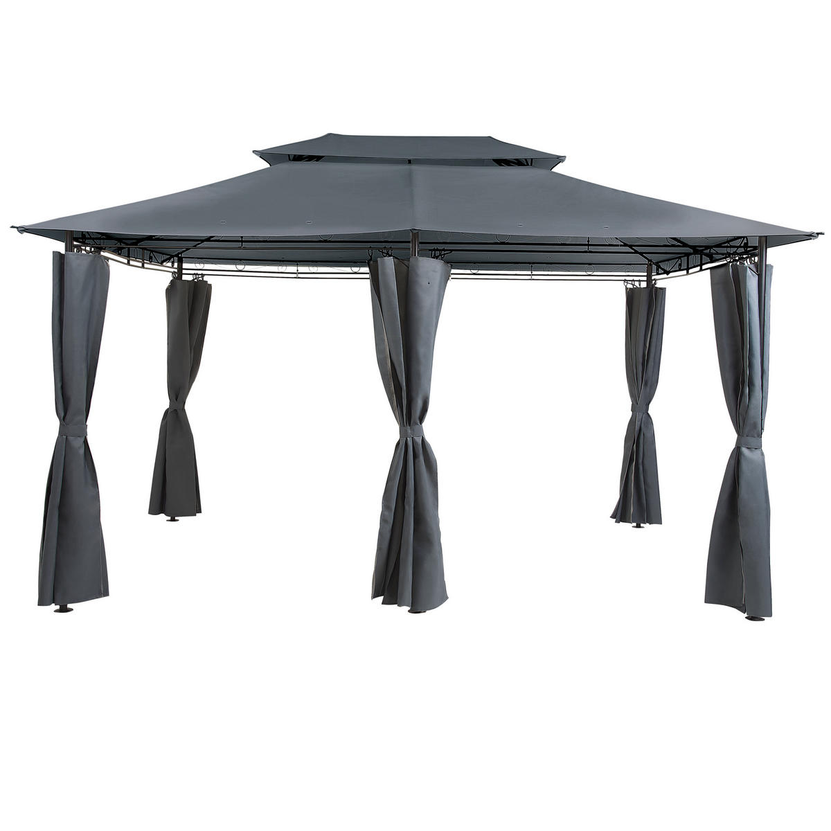 PAVILLON Stahl graphitgrau 300/400 cm Colos - Schwarz/Grau, Metall (400/300/300cm) - Beliani