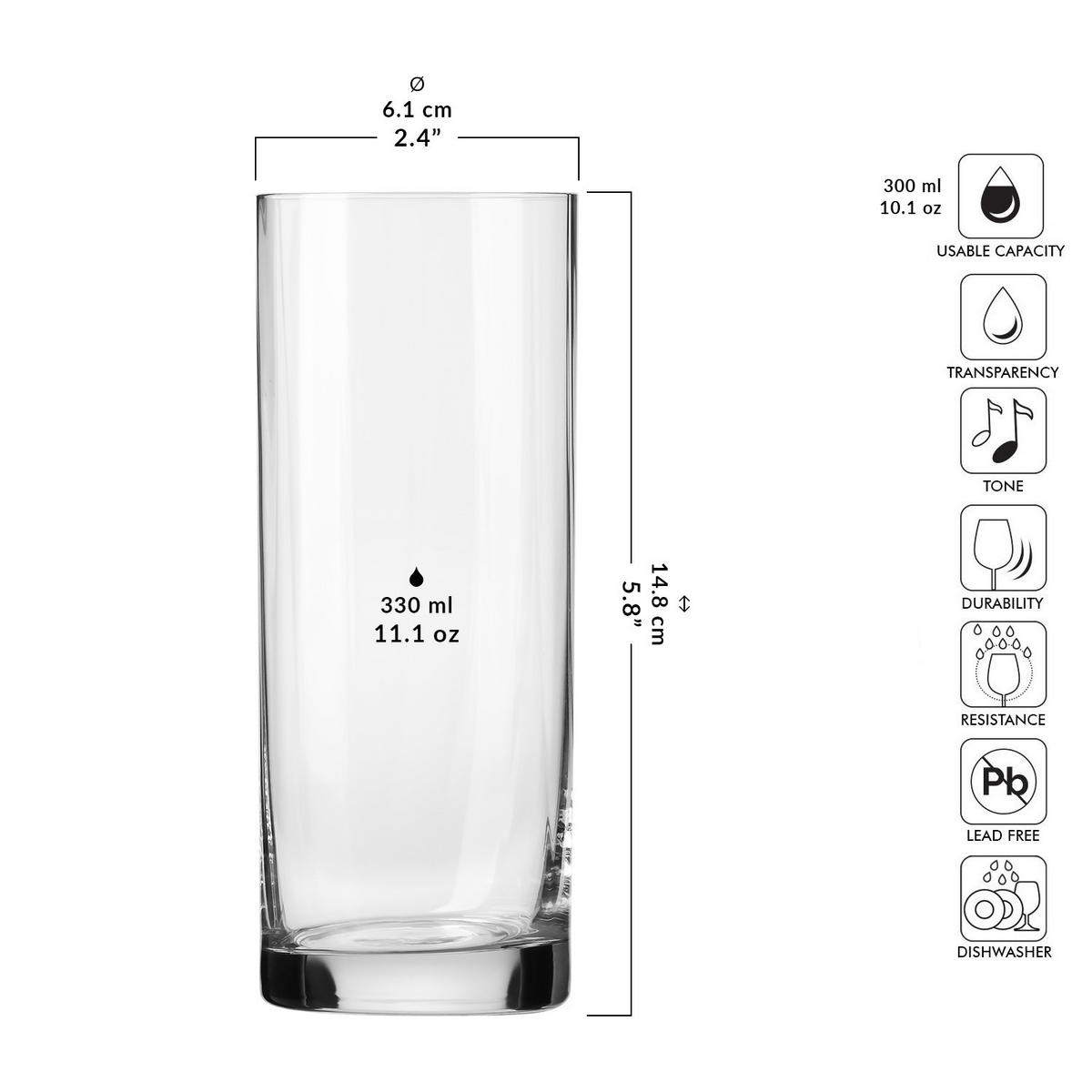 LONGDRINKGLÄSER XNO HIGHBALL ICE, 6ER-SET, 330 ML - Transparent, Glas (0.33L) - Krosno Glass