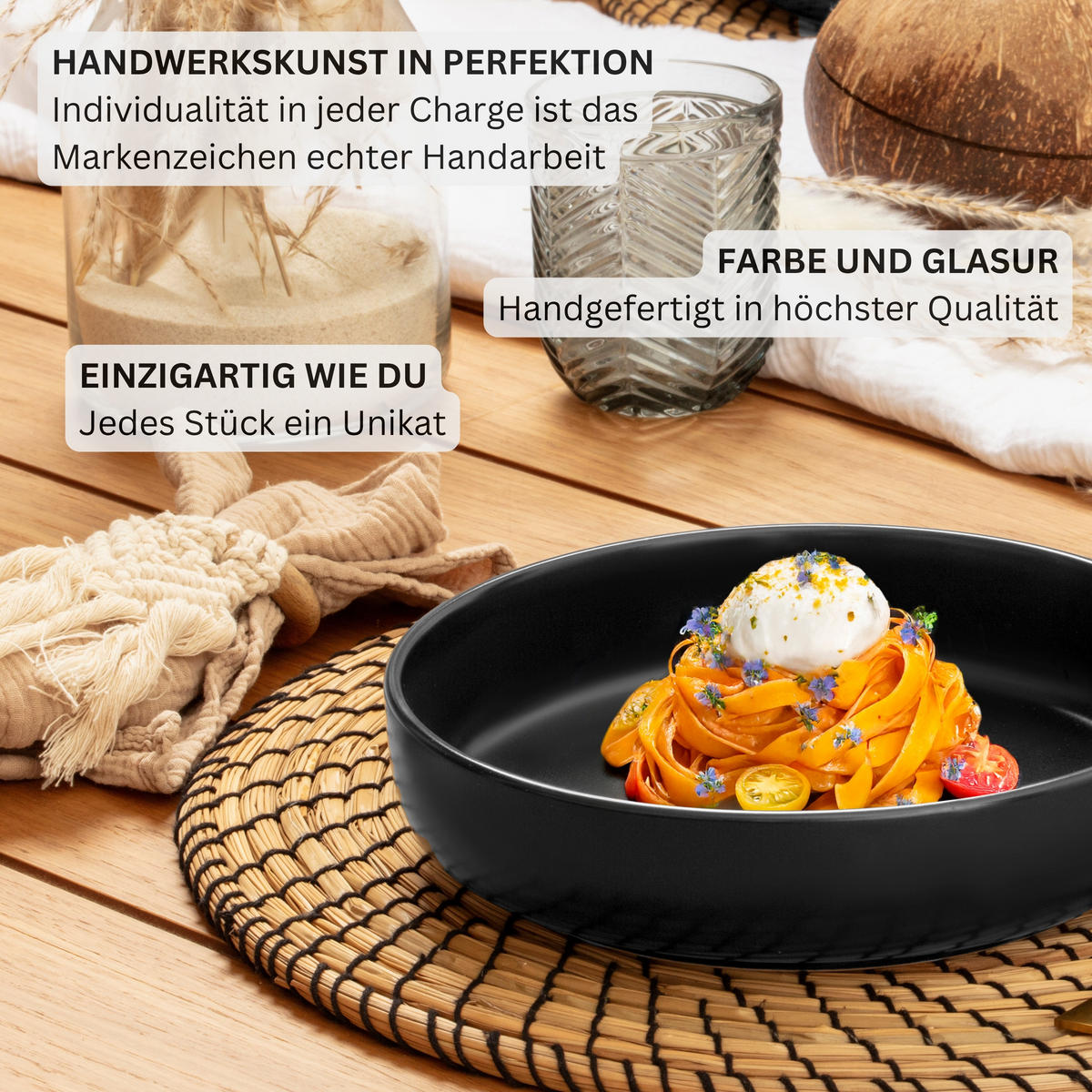 PASTASCHALEN MADEIRA - 6 teilig aus Steingut - Schwarz, Stein (20.5cm) - Sänger