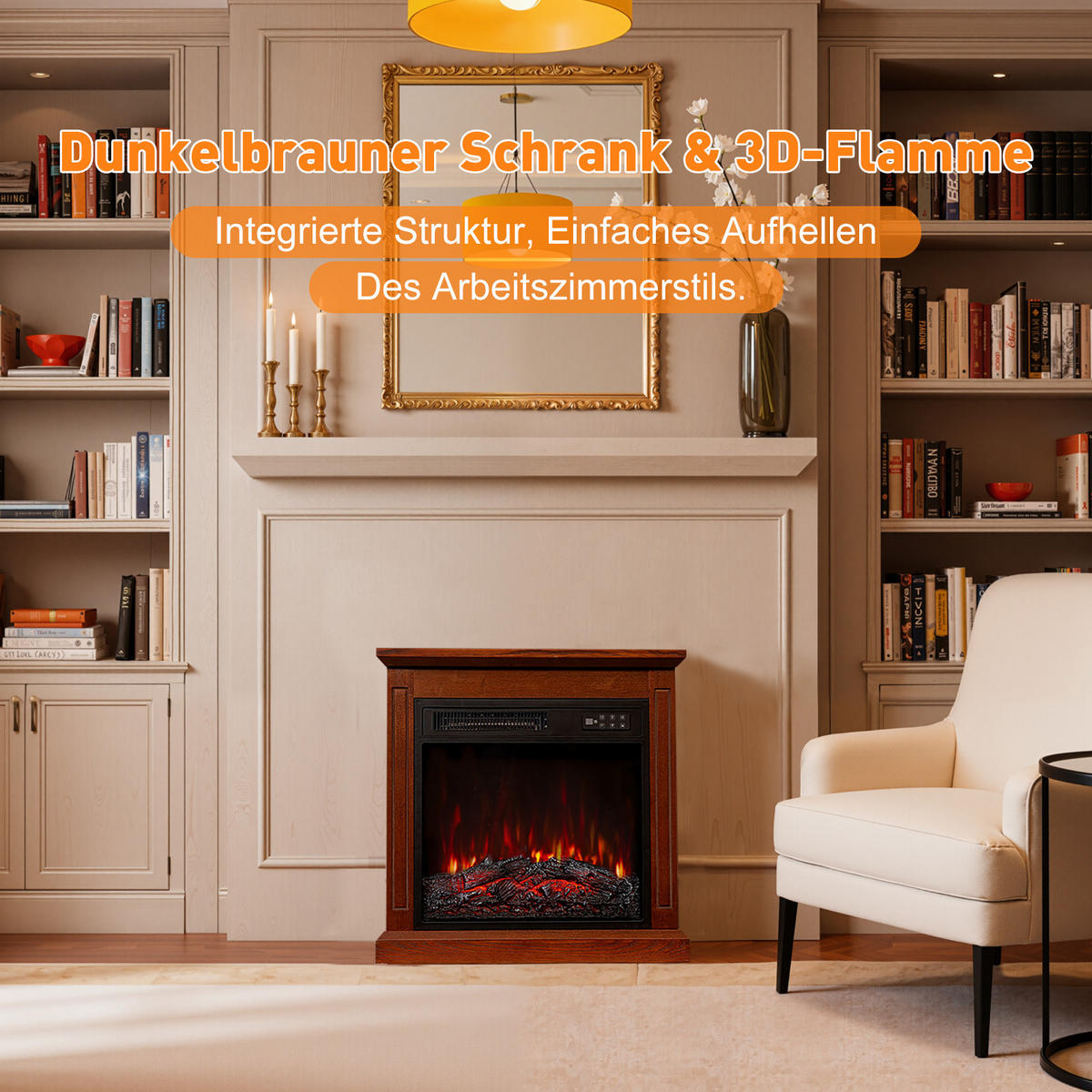 18" Elektrokamin mit Schrank - Braun, Metall (48.5/45.5/13.5cm)