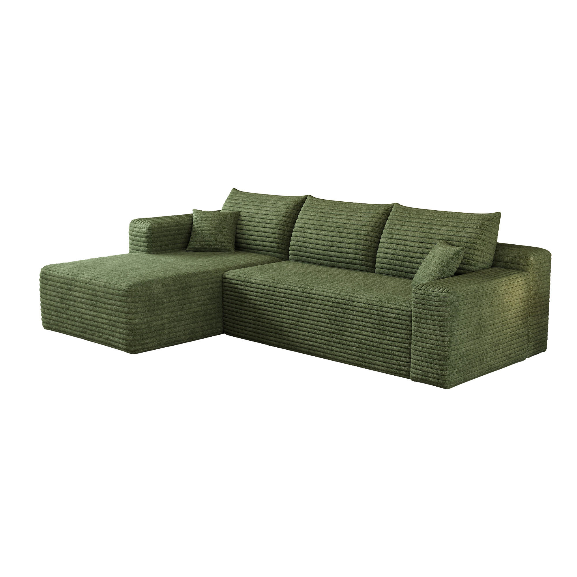 ECKSOFA Cord Grün ohne Montage - Grün, Textil (241/151cm) - WISHDOR