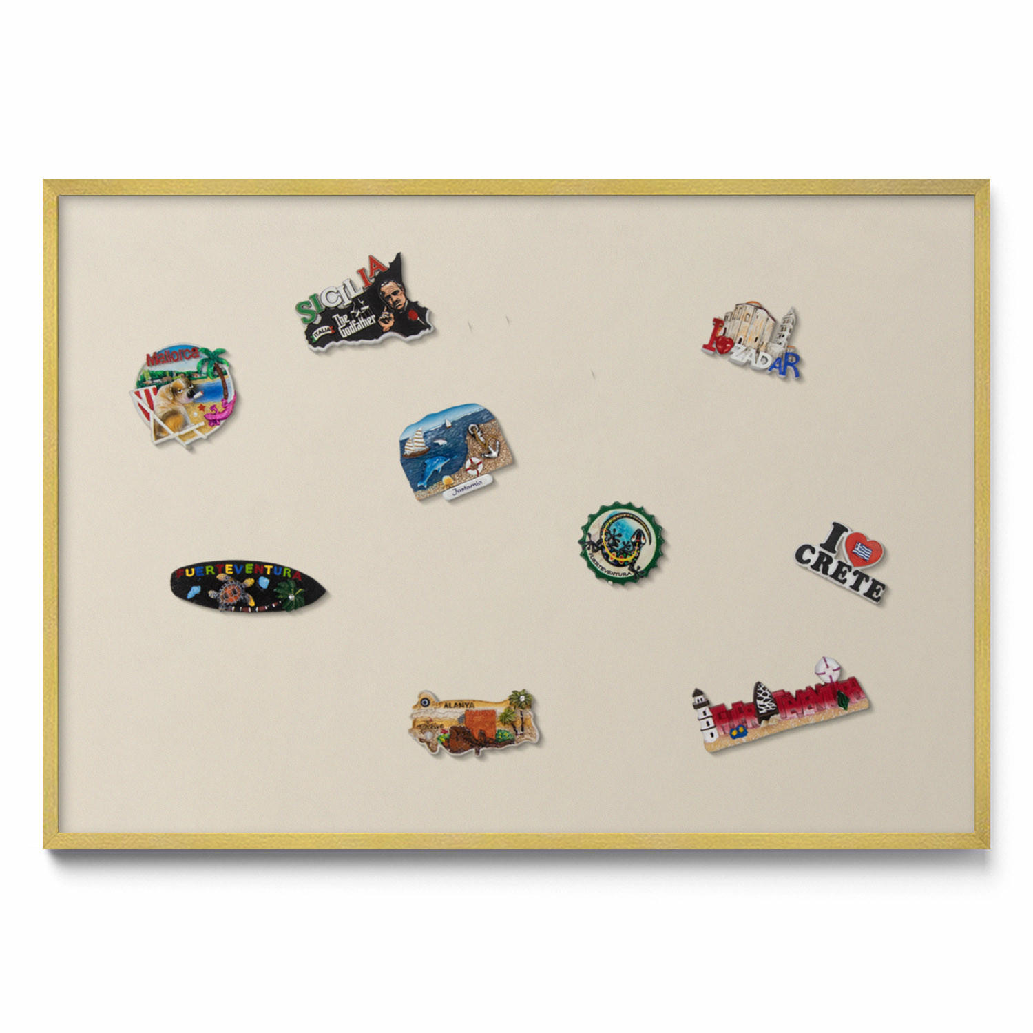 MAGNETTAFEL 100x70 cm Goldener Rahmen Hellbeige - Naturfarben, Metall (100/70/0.4cm) - TULUP