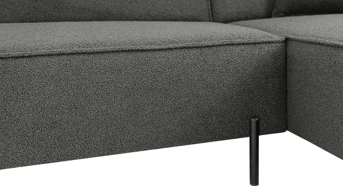 ECKSOFA Hana Loft 3-Sitzer Ecke Rechts, Boucle, Grau 241/80/168 cm - Schwarz/Grau, Textil/Metall (241/168cm) - WFL GROUP