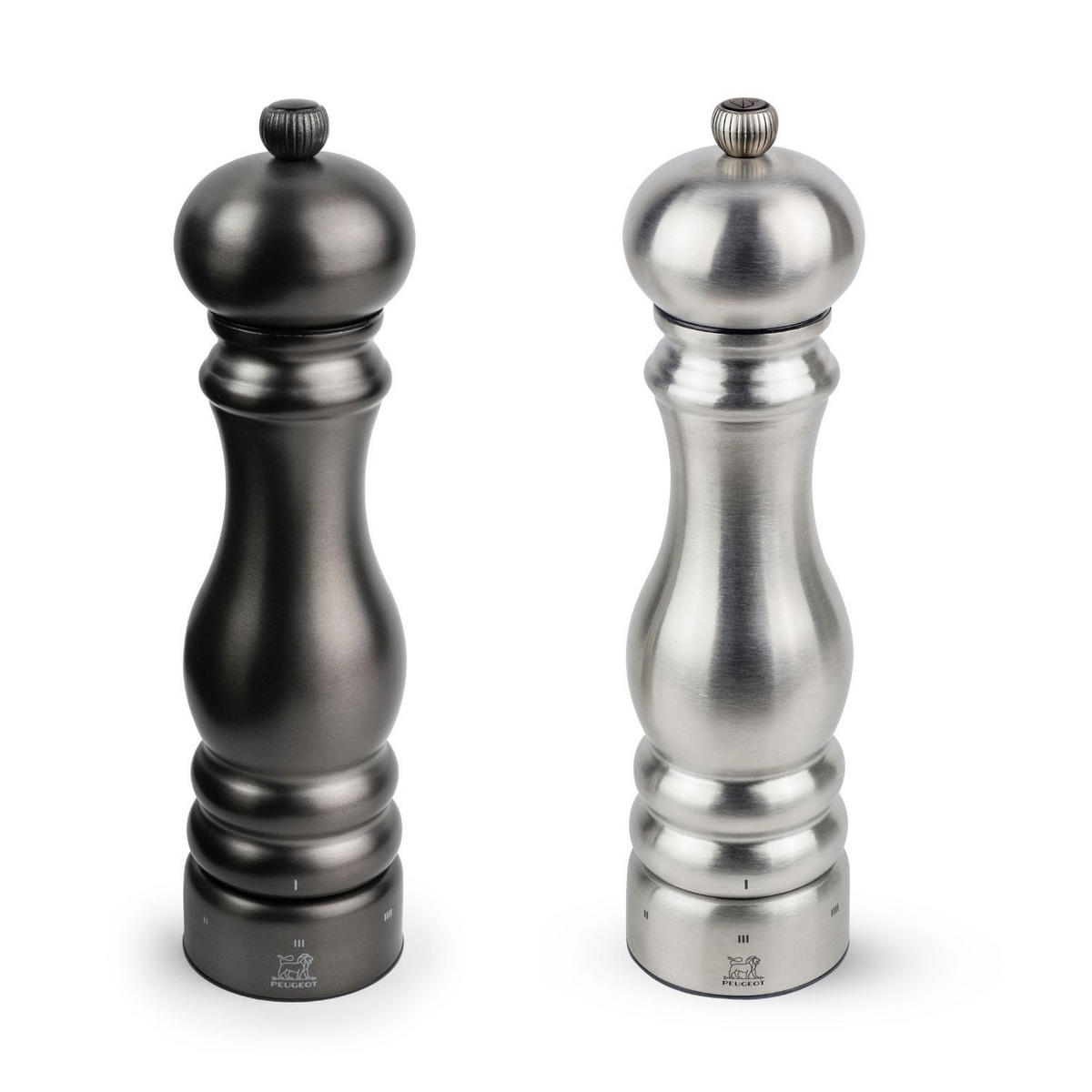 MÜHLENSET Paris Chef 22cm Pfeffer- & Salzmühle Carbon/Edelstahl Stahlmahlwerk - Grau, Metall (5.9/22/5.9cm) - PEUGEOT