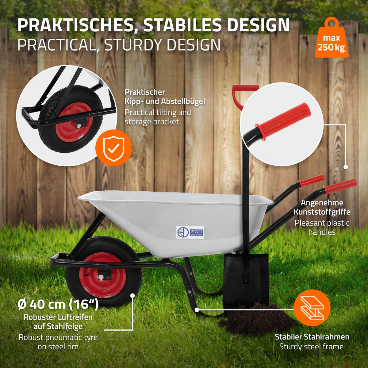 SCHUBKARRE - Silberfarben, Metall (59/65/143cm) - ECD-Germany