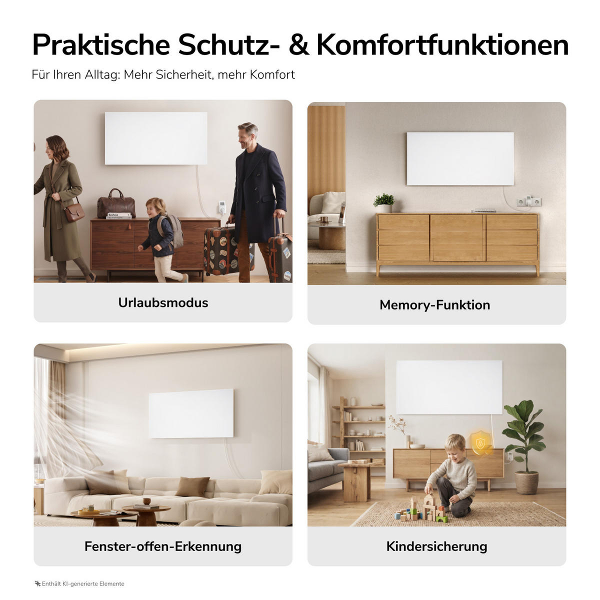 WANDKONVEKTOR Elektrisch mit App Steuerung, Thermostat, 119,5/59,5/1,8 cm - Weiß, Kunststoff/Metall (119.5/59.5/1.8cm) - EMKE