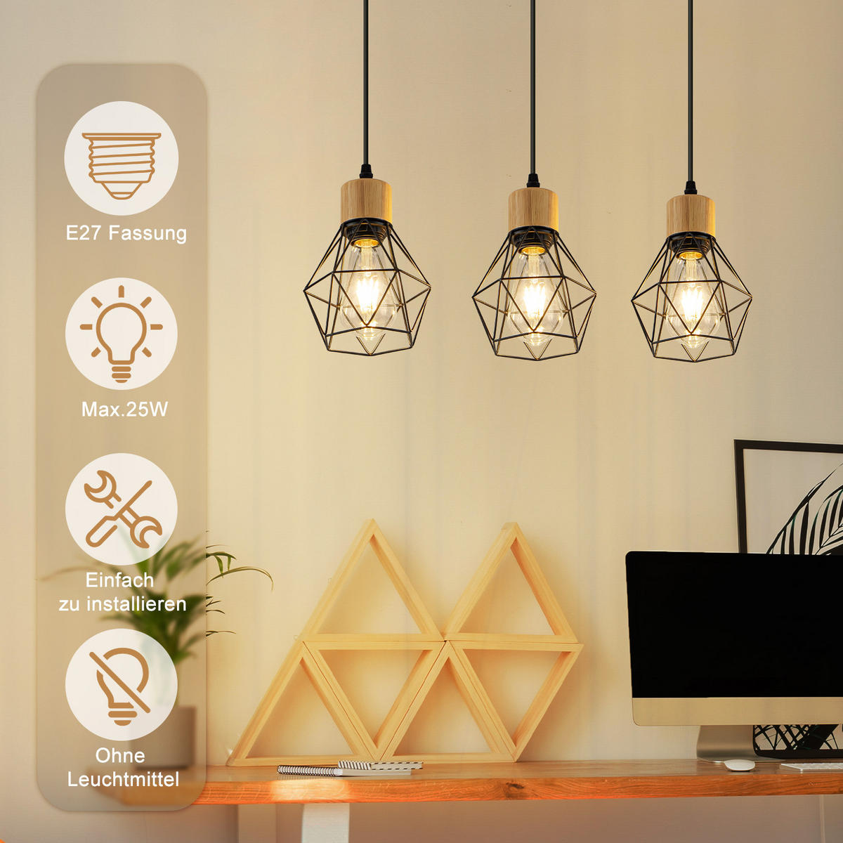 PENDELLEUCHTE Everett 43/15/146 cm - Schwarz, Metall (43/15/146cm) - ZMH