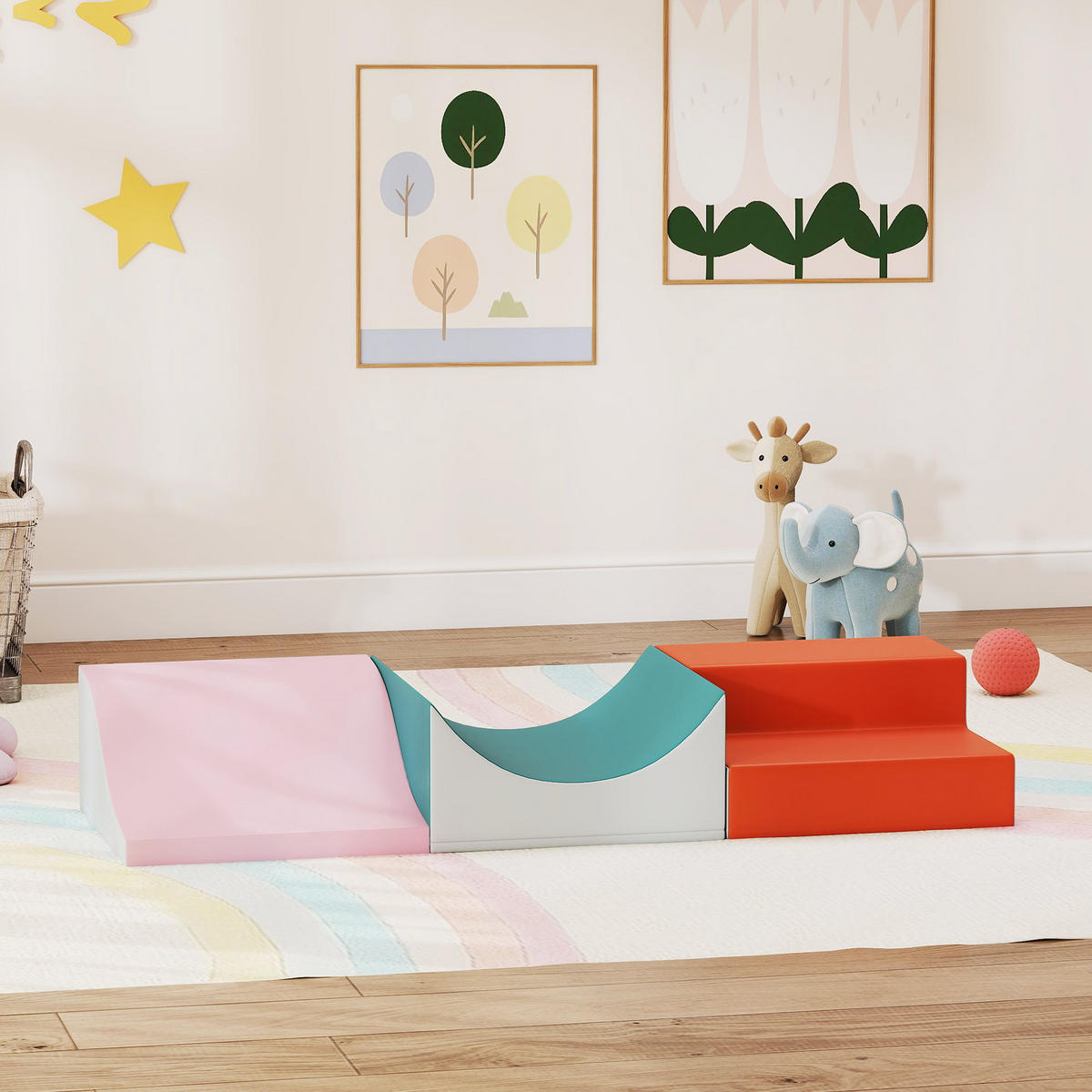 SCHAUMSTOFF Bausteine Kinder 3 Stück Klettern Riesenbausteine Hellgrau - Hellgrau, Kunststoff (45.7/141cm) - AIYAPLAY