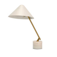 TISCHLEUCHTE aus weißem Stahl und poliertem goldfarbenem Stahl mit Sockel aus Keramikmarmor 55/32/60 cm - Weiß, Metall (32/55/60cm) - The Lumine