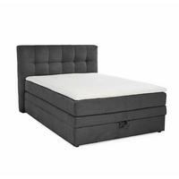 BOXSPRINGBETT 140x200 cm, 7-Zonen-Tonnentaschen-Federkernmatratze H3, Topper, Bonell-Federkern, großer Bettkasten, Cord Grau Anthrazit / 20035 - Anthrazit/Schwarz, Kunststoff/Textil (140/200cm) - luma-home