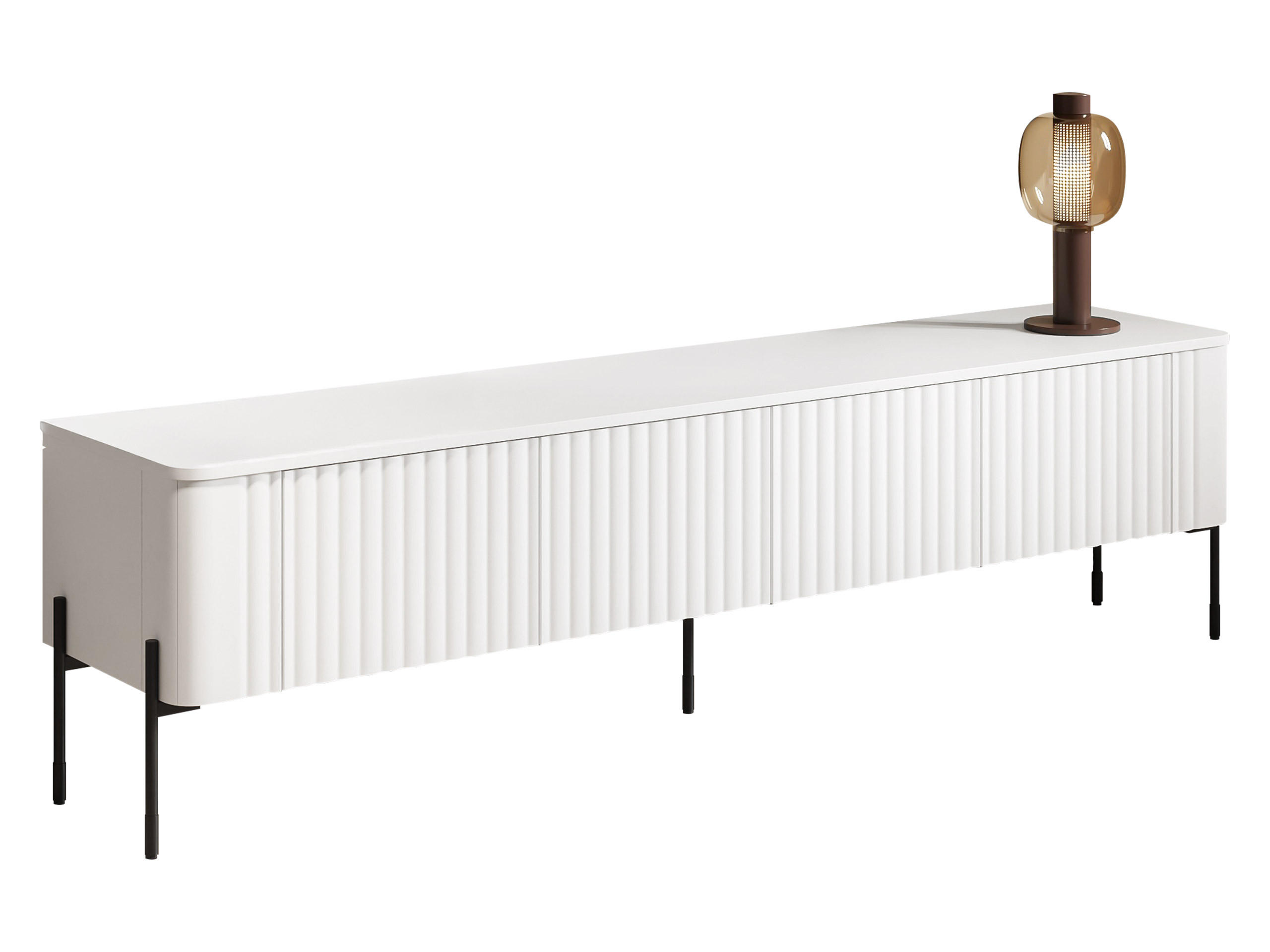 TV-LOWBOARD Vera 190 - Schwarz/Weiß, Holzwerkstoff/Metall (190/50/40cm) - MIRJAN24