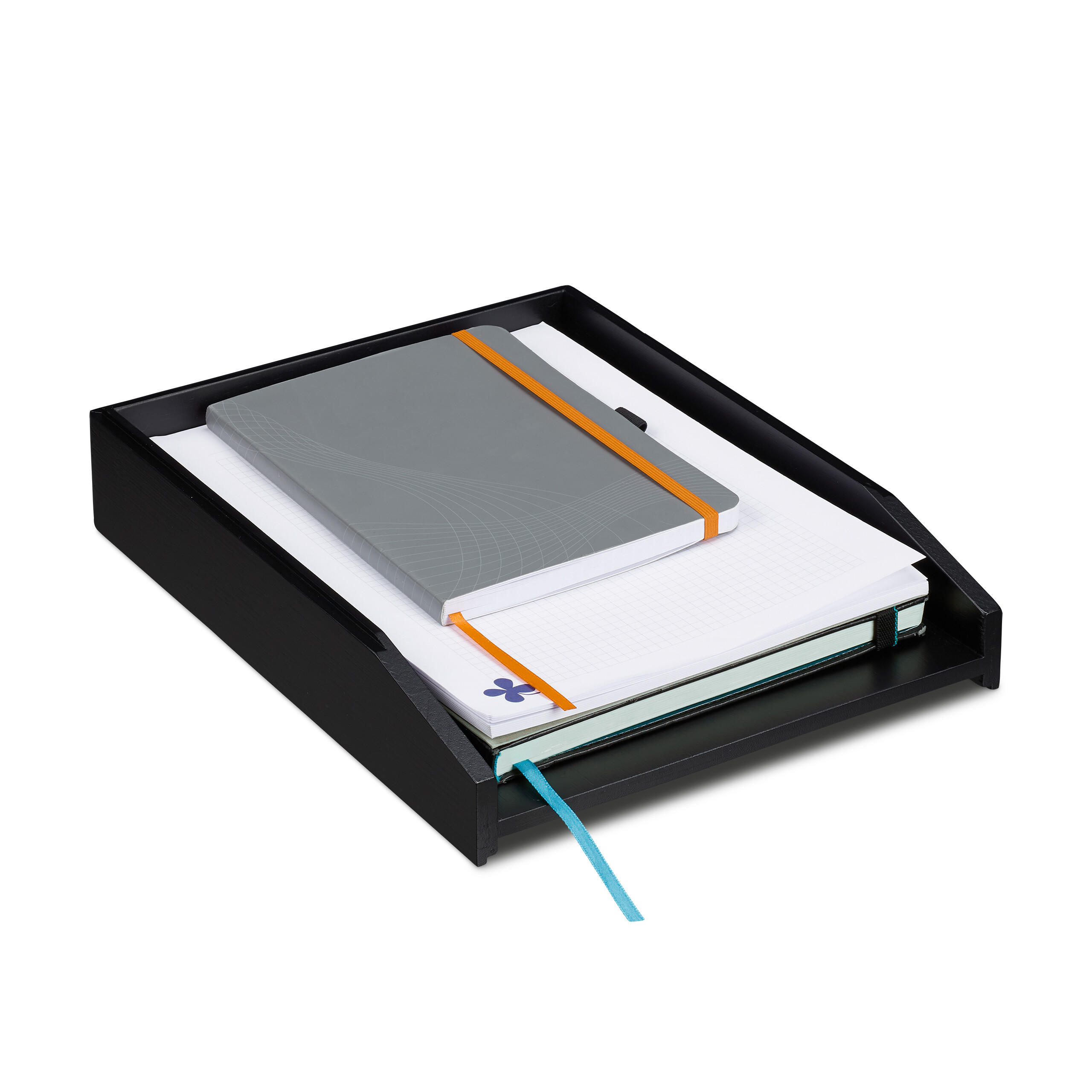 ZÁSOBNÍK na písma - čierna, drevo (25/6/33cm) - Relaxdays