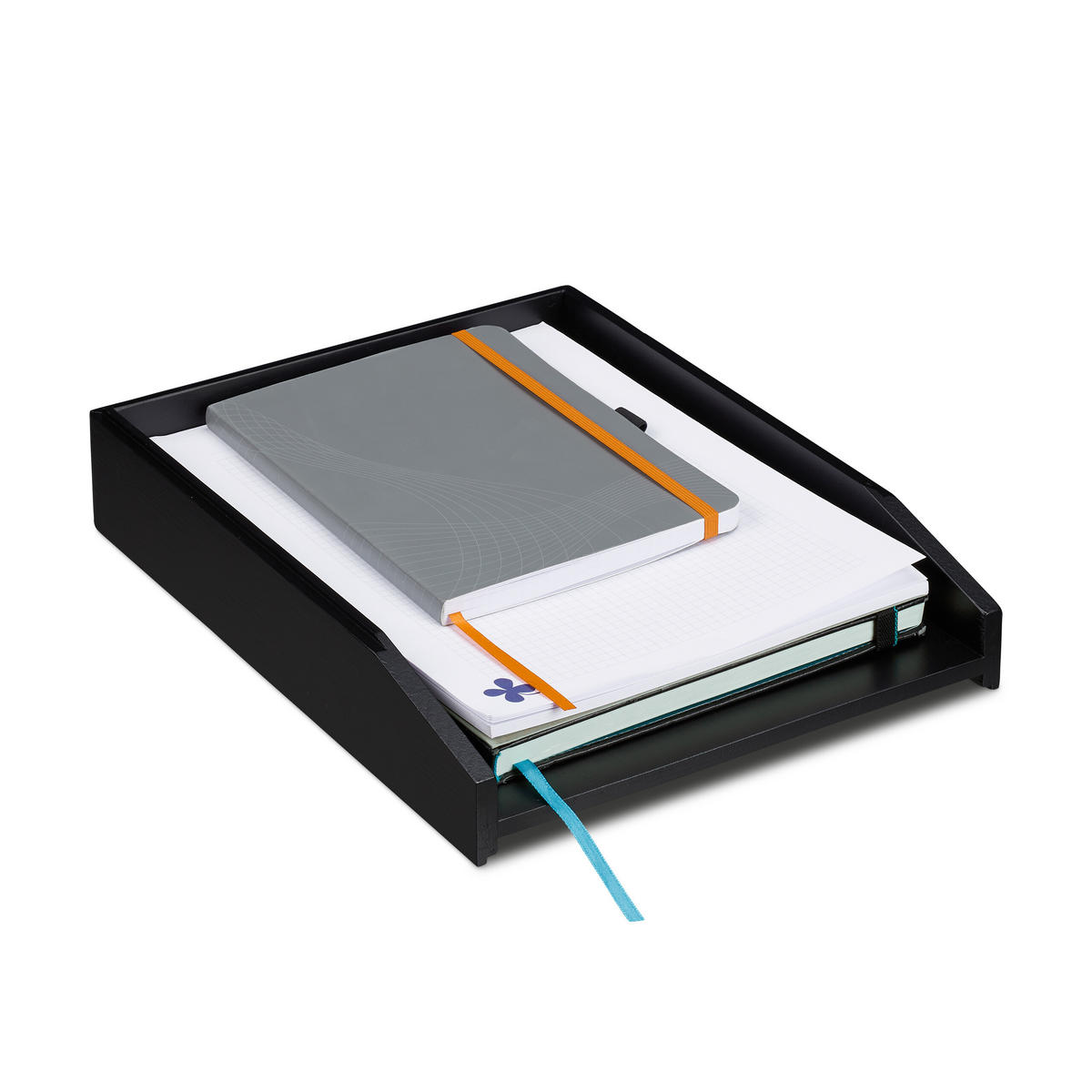 ZÁSOBNÍK na písma - čierna, drevo (25/6/33cm) - Relaxdays