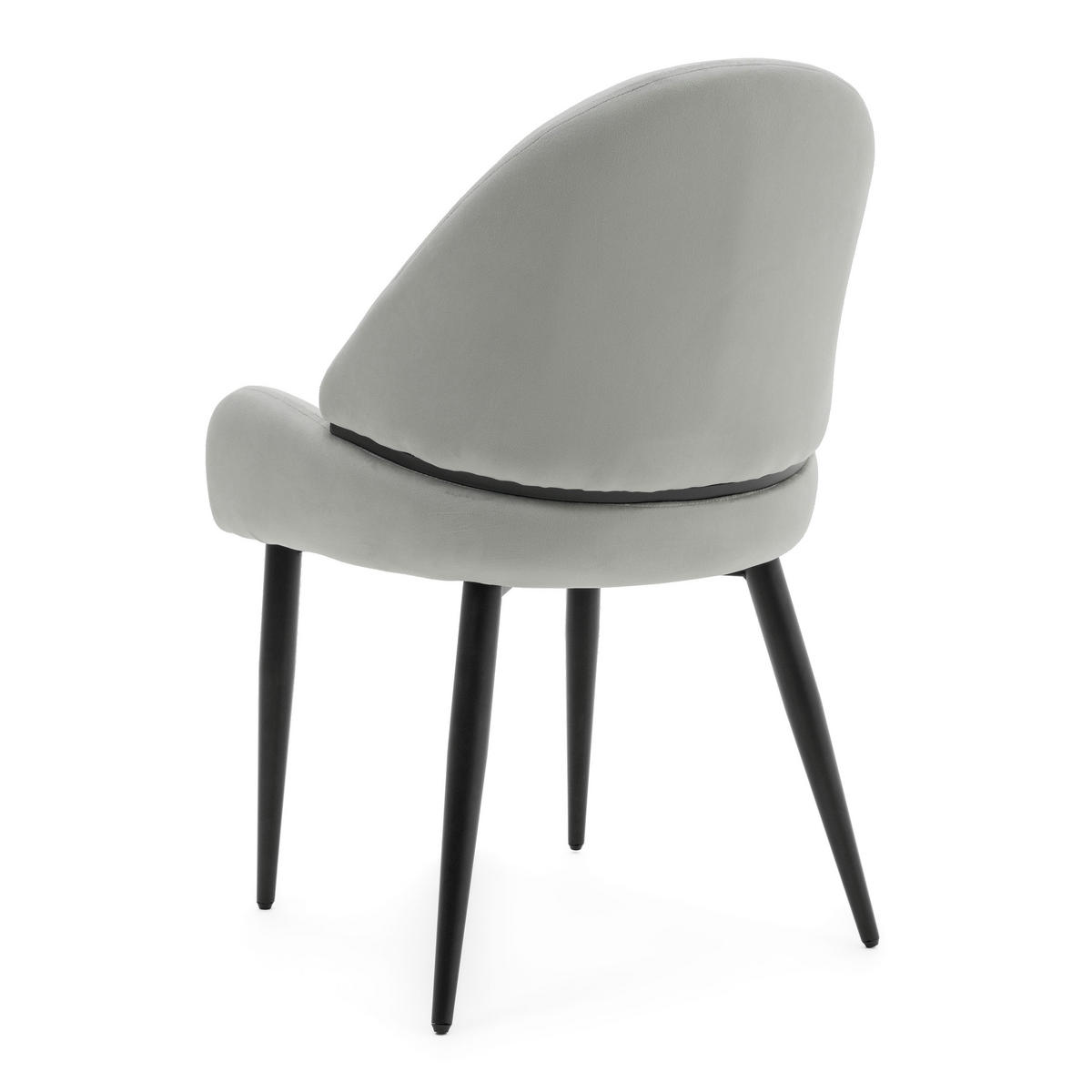 STUHL BERGAMO gepolsterter mit Steppung - hellgrau - Samt Velour - Hellgrau/Schwarz, Textil/Metall (56/91/61cm) - NEW HOME