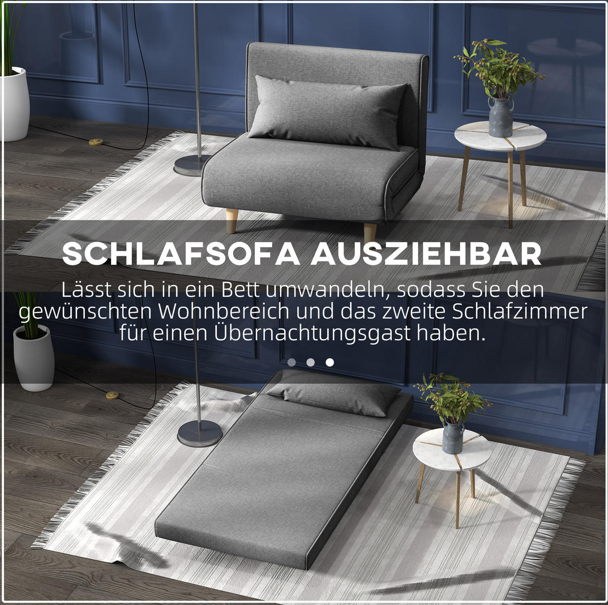 SCHLAFSOFA 94/190 cm Liegefläche in Grau – 6-fach verstellbar - Grau, Textil (78/80/94cm) - BEAOK