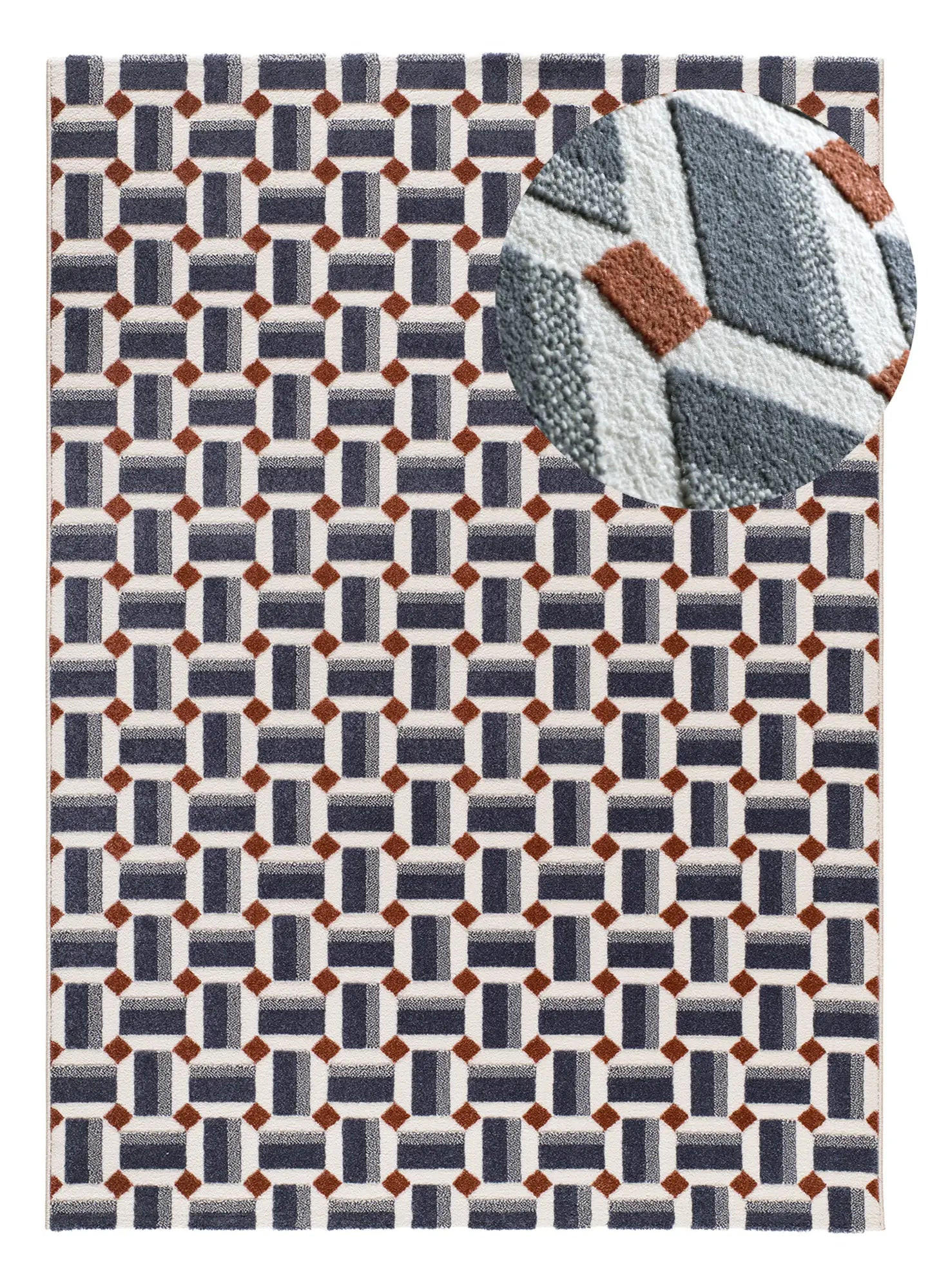 Atticgo Kurzflorteppich Blau, Weiß 160x230 cm