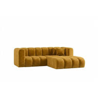 ECKSOFA Modulares In L-Form, Velvet-Stoff Riviera, Senffarbe, Rechts, GRAND - Gelb, Holz (227/179cm) - Kaiser Möbel