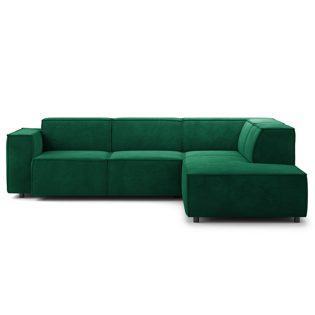 ECKSOFA mit Ottomane - Dunkelgrün/Schwarz, Kunststoff/Textil (260/234cm) - home24