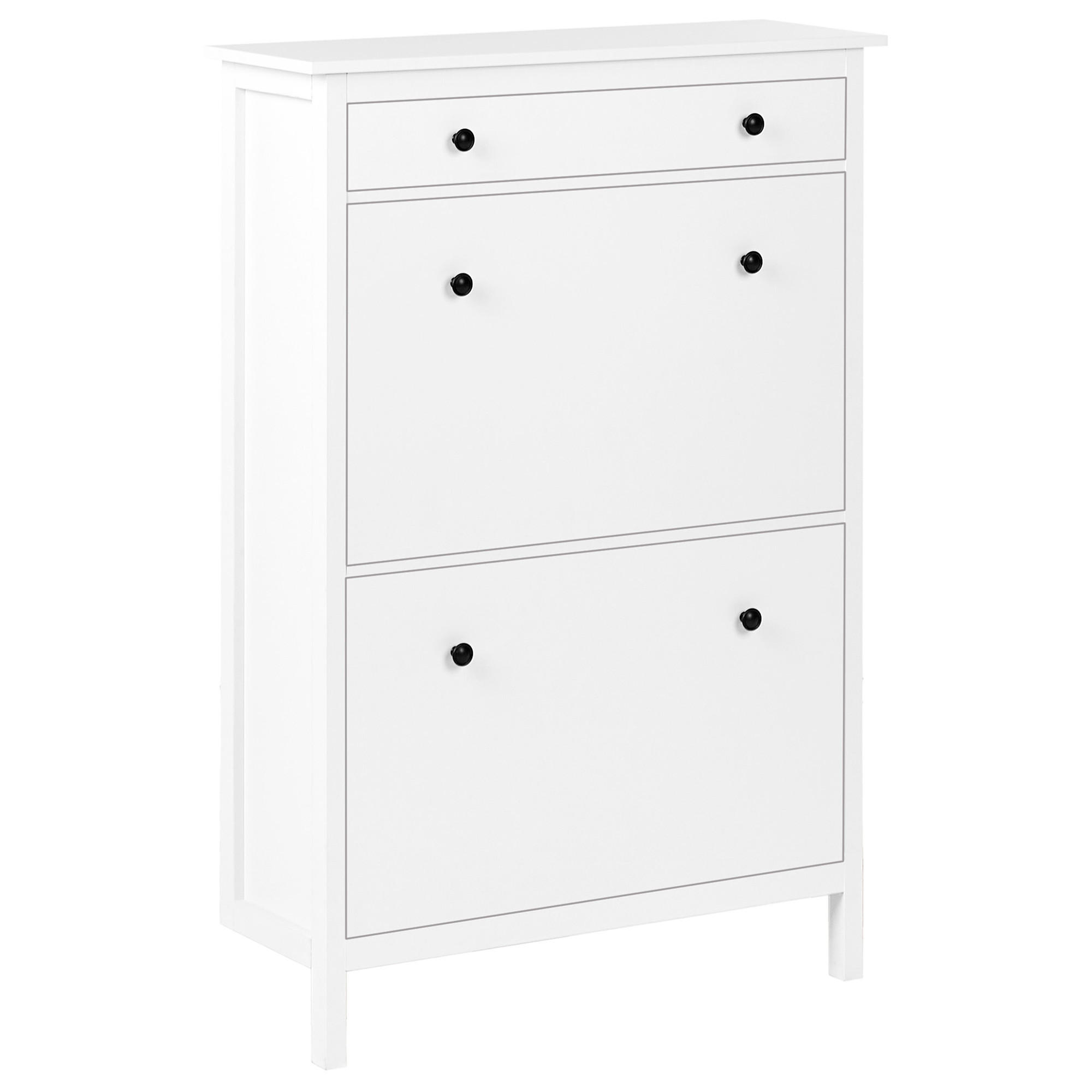 SCHUHSCHRANK Weiß Gibson - Weiß, Holzwerkstoff (89/127/30cm) - Beliani