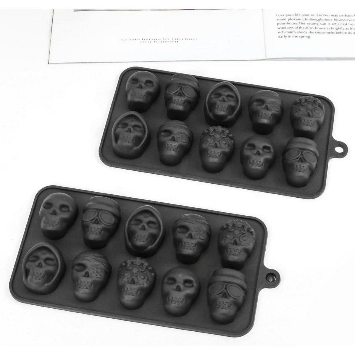BACKFORM Totenkopf 2-teiliges Set Silikon Halloween - Schwarz, Kunststoff