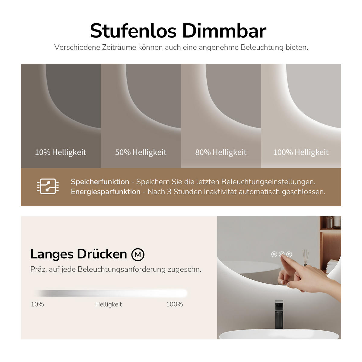 BADSPIEGEL mit Beleuchtung , Anti-Beschlag 65/45/3 cm - Weiß, Glas (45/2.9/65cm) - EMKE