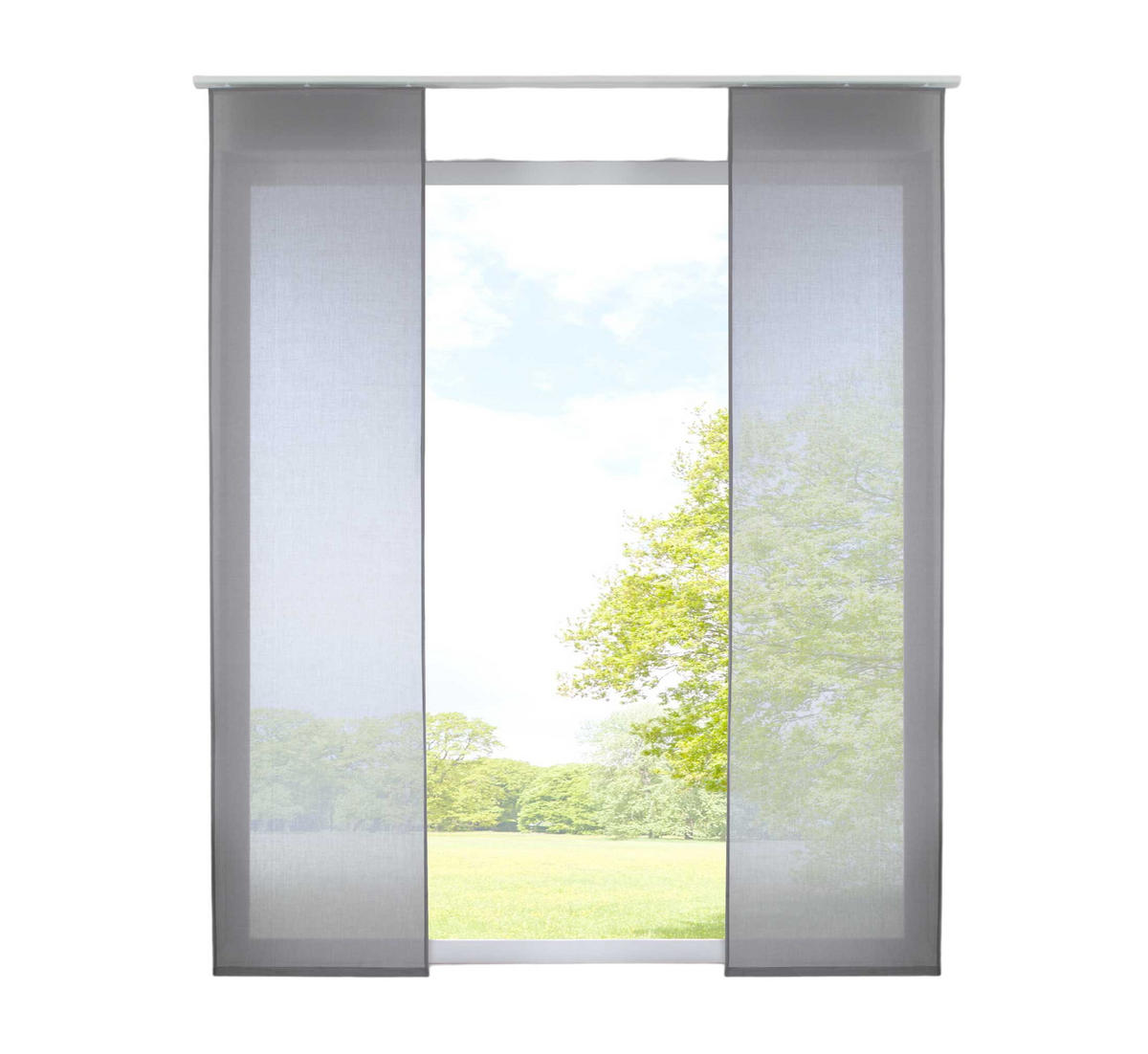 SCHIEBEGARDINE 2ER SET »Nizza« HxB 245x60 cm Grau - Grau, Textil (60/245cm) - Gardinenbox
