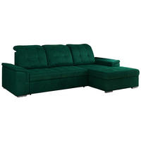 ECKSOFA MADRITO L - Dunkelgrün Velorus - Rechts - Dunkelgrün/Silberfarben, Textil/Metall (256/160cm)
