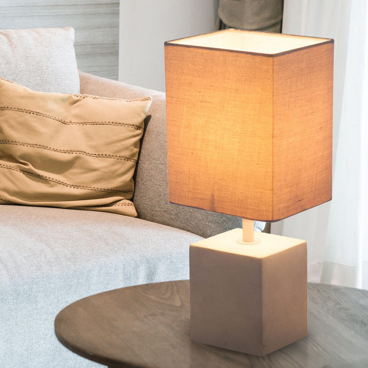 TISCHLEUCHTE ARMIN Textil Grau - Grau, Textil (13/11/30cm) - Globo Lighting