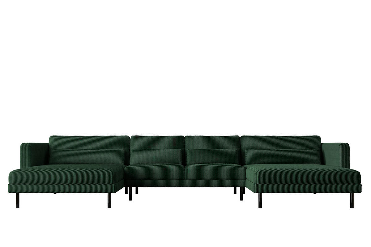 ECKSOFA DANI In U-Form Stilvolles Stoff Poso Grün - Grün, Holz/Textil (174/391cm) - Kaiser Möbel