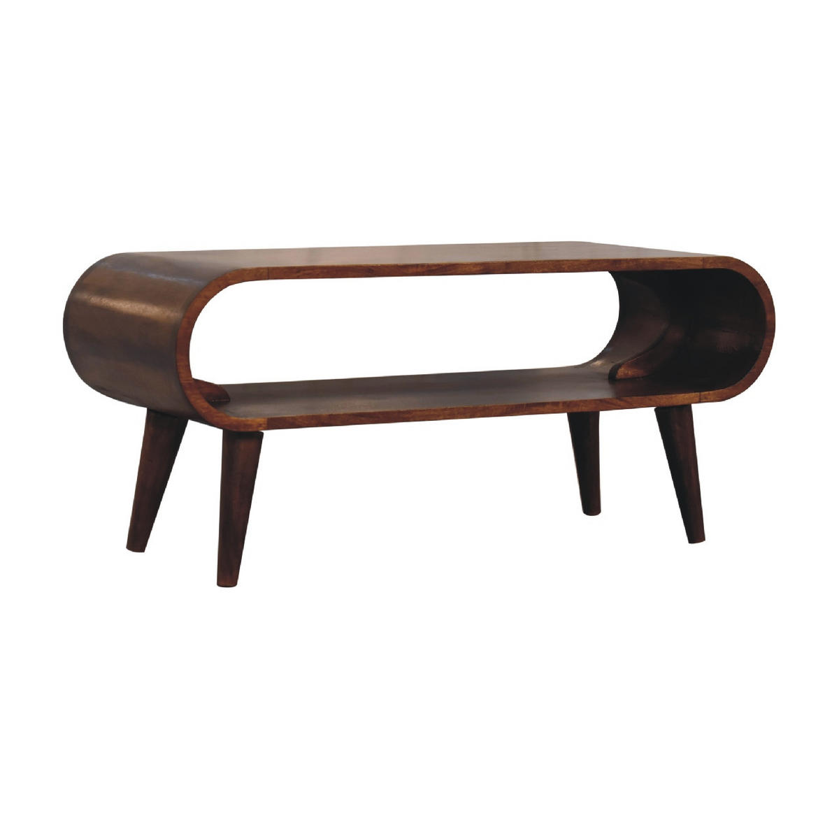 COUCHTISCH aus Massivholz - Kastanienfarben/Messingfarben, Holz/Metall (35/90/40cm) - Artisan Furniture