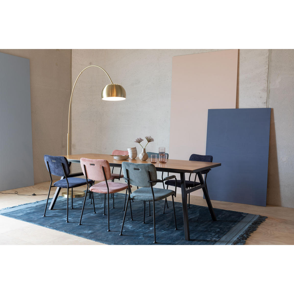 ESSZIMMERSTUHL Benson Dunkelblau - 2 er Set - Blau, Textil (47/81/56cm) - Zuiver