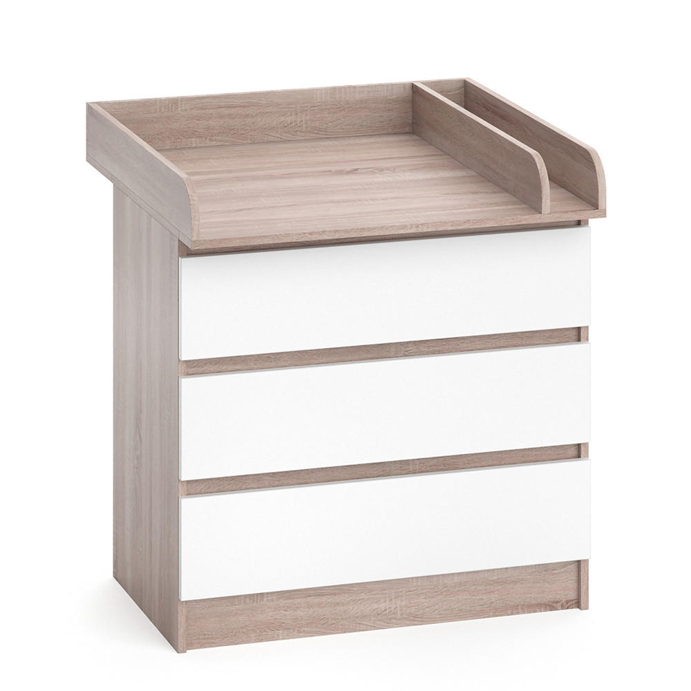 WICKELKOMMODE Emma Weiß/Sonoma 80 x 78 cm - Sonoma Eiche, Holzwerkstoff (80/87/76cm) - Vicco