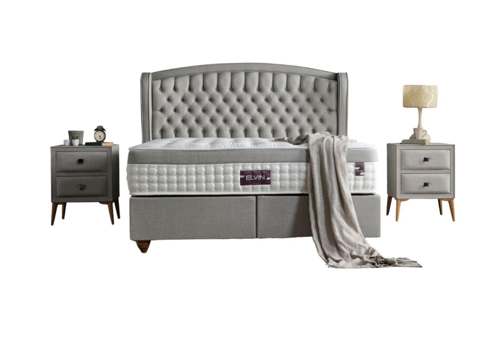 POLSTERBETTSET Elvin 180x200 Grau - Grau, Textil/Metall (180/200cm) - Villa Möbel