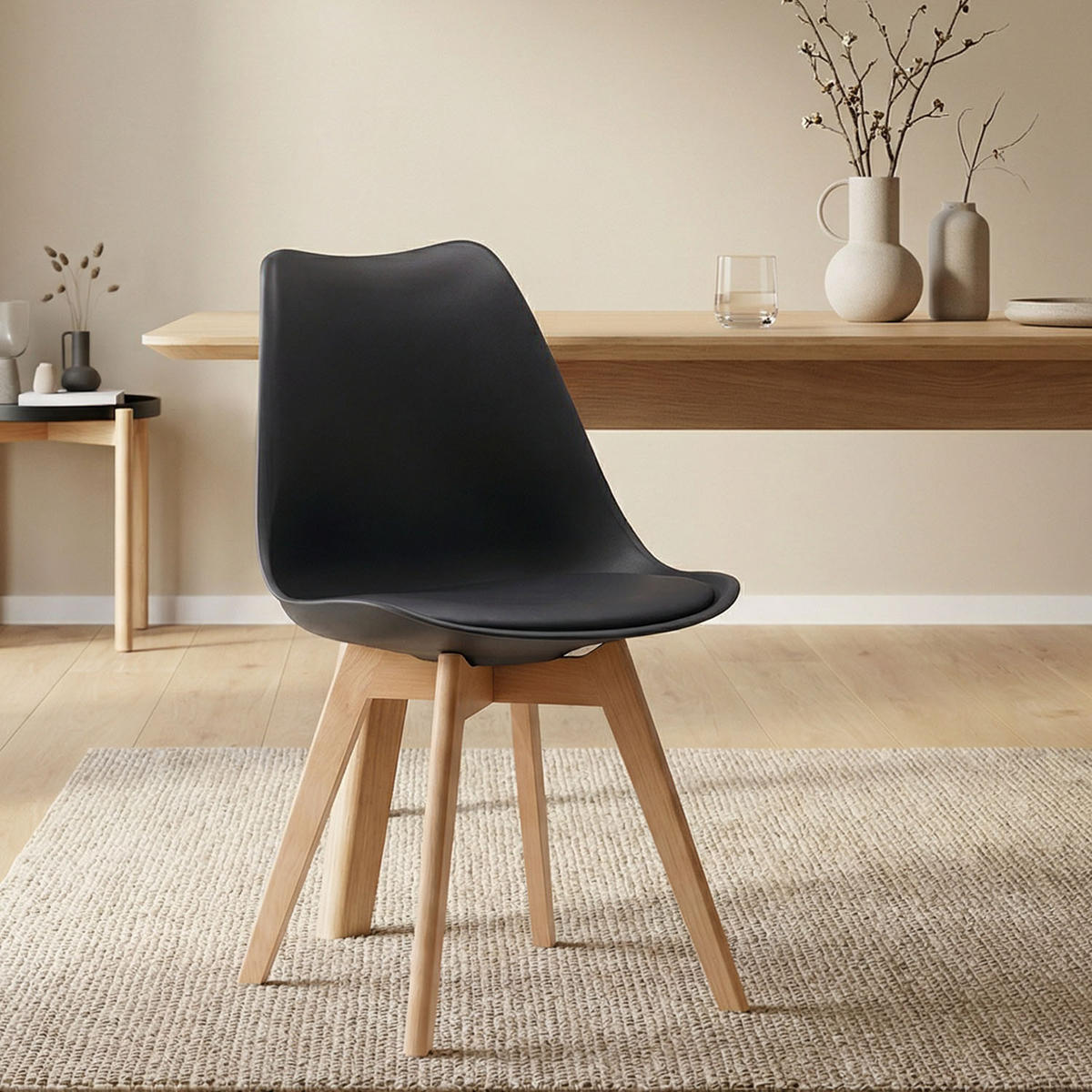 KÜCHENSTUHL 2er-Set Kunststoff Schwarz - Schwarz, Holz (46/80/45cm) - Homestyle4u