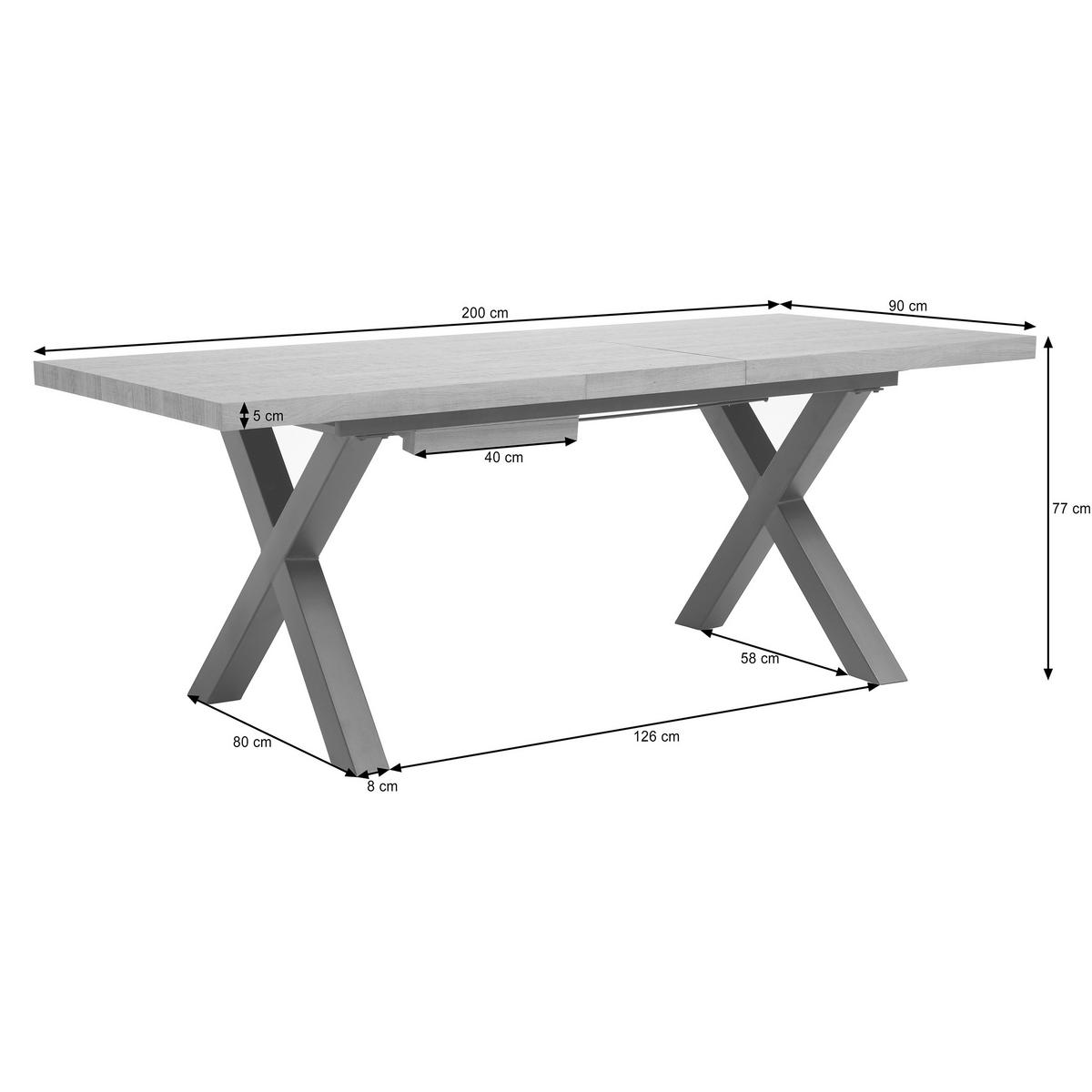 JÍDELNÍ STŮL Tavero, obdélníkový, rozkládací, 160–240 cm, dubová barva - černá/barva dubu, kov (90/160/77cm) - Beautysofa